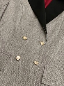 SHEIN Raffinéa Elegant High-End Lapel Long Loose Overcoat Women Winter Outerwear Suitable For Office Commute Style Party Colorblock Tweed Overcoat - Khaki - View 5