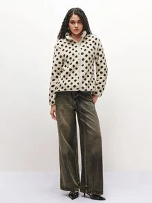 SHEIN TRNDY French Sweet Style Small Stand Collar Design Loose Fit Fashion Slimming Autumn/Winter Lamb Wool Design Minimalist Versatile Fashion Commute Women's Thin Jacket - Multicolor - View 4