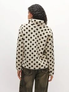SHEIN TRNDY French Sweet Style Small Stand Collar Design Loose Fit Fashion Slimming Autumn/Winter Lamb Wool Design Minimalist Versatile Fashion Commute Women's Thin Jacket - Multicolor - View 2
