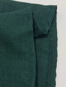 SHEIN LUNE 女款優雅深綠色無袖背心上衣，缺口V領立領花卉刺繡印花夏季襯衫，適合外出休閒穿著 - 墨綠色 - 查看 6
