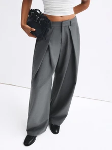 ATUI Studio Women's Solid Color Pleated Casual Versatile Daily Wear Suit Pants - Grey - View 7