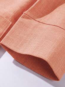 Franclia Women's Regular Fit Linen Blazer Jacket With 3/4 Sleeves, Lapel Collar, Cinched Waist, Button Design, Elegant Formal Outerwear For Spring Summer Autumn, Suitable For Office, Commute, Guest Attire, Evening Party And Formal Occasions - Orange - View 7
