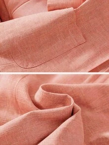 Franclia Women's Regular Fit Linen Blazer Jacket With 3/4 Sleeves, Lapel Collar, Cinched Waist, Button Design, Elegant Formal Outerwear For Spring Summer Autumn, Suitable For Office, Commute, Guest Attire, Evening Party And Formal Occasions - Orange - View 4