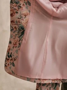Anewsta Blazer Lengan Panjang Wanita Motif Bunga Kancing Tunggal Kasual untuk Perjalanan Sehari-hari - Berwarna merah muda - View 8