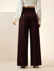 Anewsta Women's Solid Color Casual Versatile Wide Leg Pants For Daily Wear - Burgundy - View 2