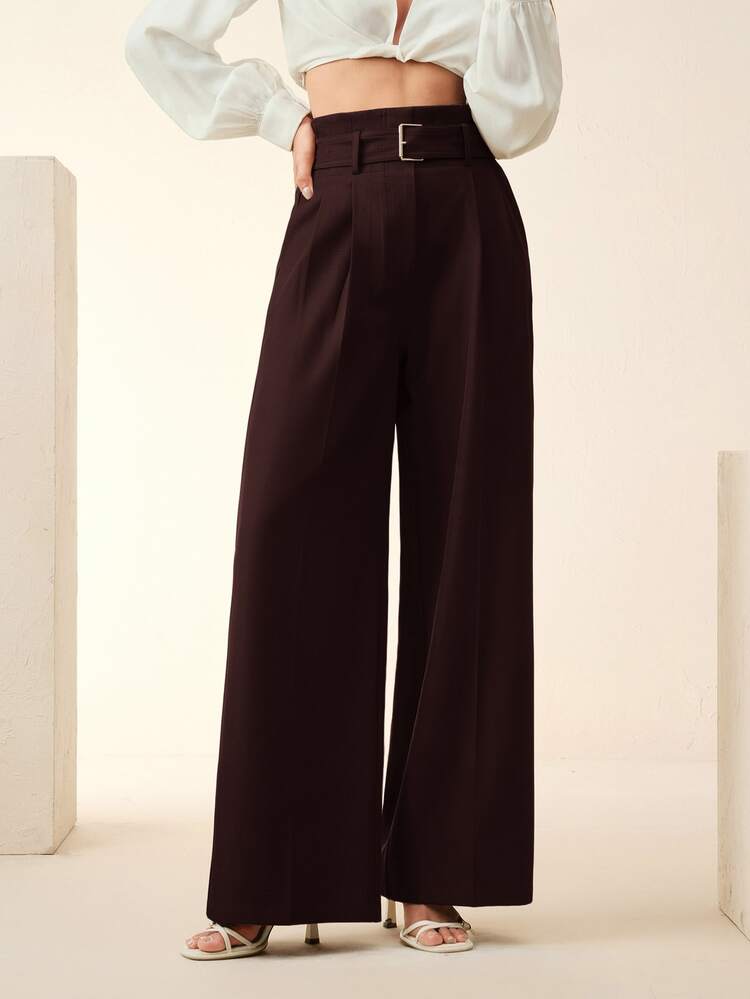 Anewsta Women's Solid Color Casual Versatile Wide Leg Pants For Daily Wear - Burgundy - View 3