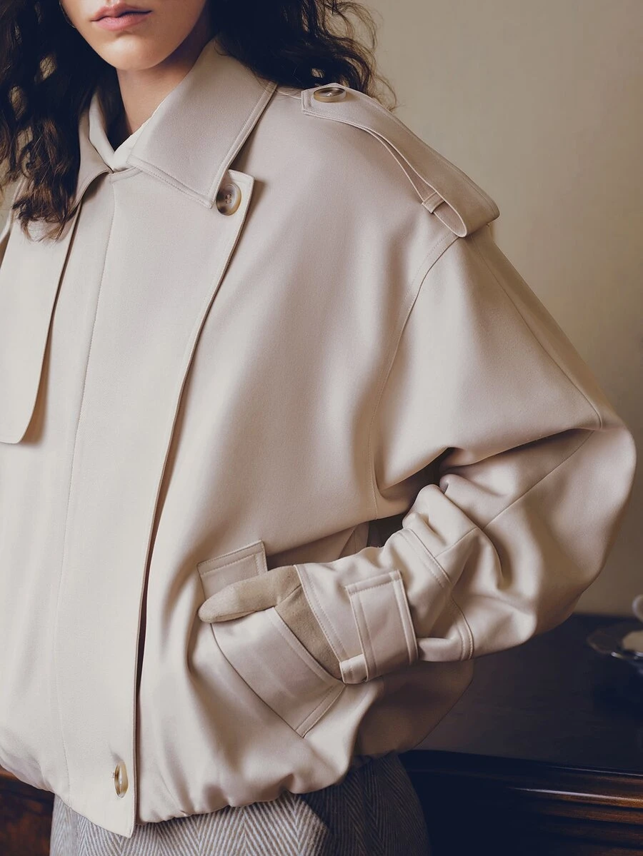 Anewsta Elegant Casual Women's Regular Jacket, Suitable For Commuting And Casual Outings - Beige - View 1