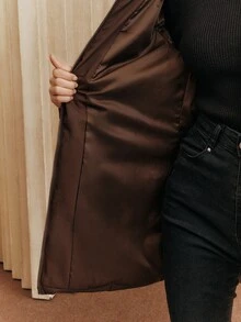 Anewsta 女士时尚休闲中长款连帽可拆卸人造毛领羽绒服，适合秋季、冬季、新年、派对、婚礼、优雅、时尚、潮流、圣诞节、节日等场合穿着。 - 咖啡棕 - 查看 7