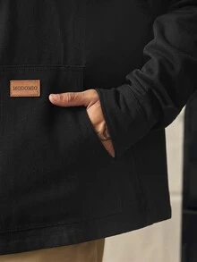 Chaqueta casual con cremallera de bloques de color negro y beige para hombre, shacket tejida de corte slim con cuello de camisa para otoño, abrigo corto vintage de vacaciones, chaqueta de trabajo - Negro - Ver 8