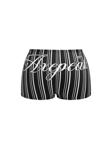 Nora Wilde 3pcs Plus Size Sporty Colorblock Striped Letter Design Bikini Bottoms - Multicolor - View 8