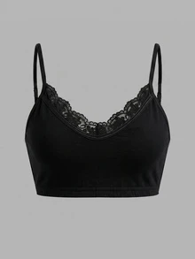 SHEIN Girlism 兒童青少年女孩 3件組黑白灰多件裝簡約V領背心、墊肩內衣與賽車背內褲套裝，舒適素色，春夏居家，Clean Girl/美式風格，青少年適用 - 彩色 - 查看 10