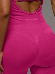 Musera Sport 褶皱加垫露背连体运动服，适合运动健身、普拉提等日常休闲场合，适合夏季穿着。 - 玫紅色 - 查看 2