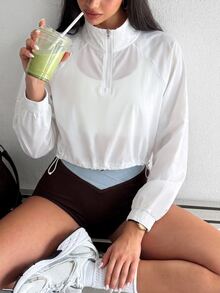 Dewbera Dewbera Women's Solid Color Casual Versatile Daily Wear Sports Sweatshirt - White - View 6