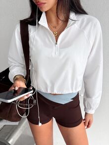 Dewbera Dewbera Women's Solid Color Casual Versatile Daily Wear Sports Sweatshirt - White - View 2