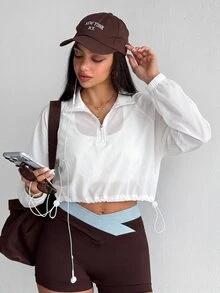 Dewbera Dewbera Women's Solid Color Casual Versatile Daily Wear Sports Sweatshirt - White - View 1