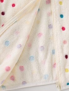 SHEIN 兒童女童針織人造毛櫻桃貼布彩色波點連帽休閒夾克 - 彩色 - 查看 9