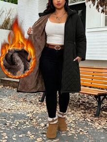 Reflora Plus Size Women's Solid Color Long Sleeve Zipper Front Casual Winter Jacket Hiking Black - Mocha Brown - View 10