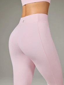 OutZeal Women Sports Pink Short Leggings Solid Color Yoga Ballet Gym Quick-Dry Crossover Waist Cropped Pants Spring Summer - Pink - View 11