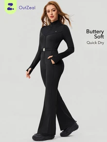 OutZeal Women Outdoor Jumpsuit Daily Casual Quick-Drying Buttery Soft Flared Leg With Pockets - Black - View 1