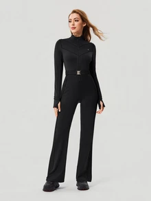 OutZeal Women Outdoor Jumpsuit Daily Casual Quick-Drying Buttery Soft Flared Leg With Pockets - Black - View 8