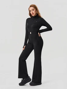 OutZeal Women Outdoor Jumpsuit Daily Casual Quick-Drying Buttery Soft Flared Leg With Pockets - Black - View 9