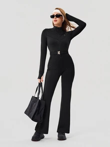 OutZeal Women Outdoor Jumpsuit Daily Casual Quick-Drying Buttery Soft Flared Leg With Pockets - Black - View 6