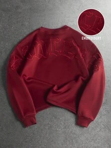 STYNVO Men's Letter Print Casual Streetwear Everyday Long Sleeve Sweatshirt Date Night Boxing Dark Red Autumn - Red - View 1