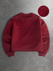 STYNVO Men's Letter Print Casual Streetwear Everyday Long Sleeve Sweatshirt Date Night Boxing Dark Red Autumn - Red - View 3