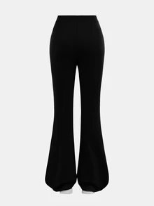 Girlism Tween Girls Casual Solid Color Flare Sleeve Pants Set, Bell Bottom Pants, Pants Flare Leg, Flare Pants, Flare Leggings, Flared Sweatpants - Black - View 6