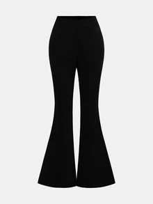 Girlism Tween Girls Casual Solid Color Flare Sleeve Pants Set, Bell Bottom Pants, Pants Flare Leg, Flare Pants, Flare Leggings, Flared Sweatpants - Black - View 7