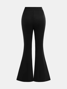 Girlism Tween Girls Casual Solid Color Flare Sleeve Pants Set, Bell Bottom Pants, Pants Flare Leg, Flare Pants, Flare Leggings, Flared Sweatpants - Black - View 12