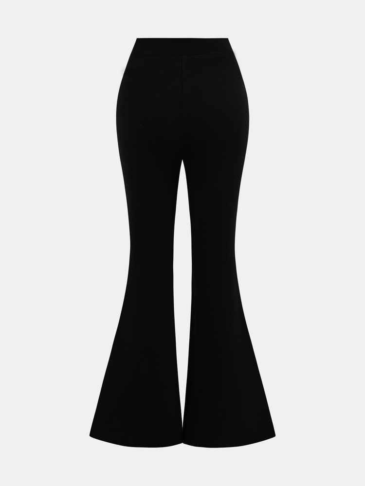 Girlism Tween Girls Casual Solid Color Flare Sleeve Pants Set, Bell Bottom Pants, Pants Flare Leg, Flare Pants, Flare Leggings, Flared Sweatpants - Black - View 8