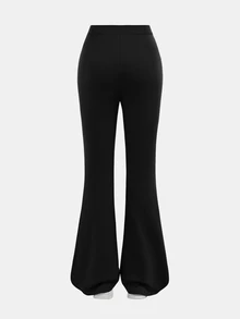 Girlism Tween Girls Casual Solid Color Flare Sleeve Pants Set, Bell Bottom Pants, Pants Flare Leg, Flare Pants, Flare Leggings, Flared Sweatpants - Black - View 4