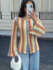 Siren Gaze 秋季新款女款刺繡長袖襯衫,適合早午餐,藍色與棕色復古休閒風 - 彩色 - 查看 4
