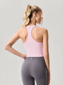 OutZeal Women Sports Pink Bra Gym Workout Wear Buttery Soft Bra-In Racer Back Active Top - Pink - View 7