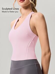 OutZeal Women Sports Pink Bra Gym Workout Wear Buttery Soft Bra-In Racer Back Active Top - Pink - View 4