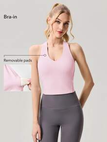 OutZeal Women Sports Pink Bra Gym Workout Wear Buttery Soft Bra-In Racer Back Active Top - Pink - View 3