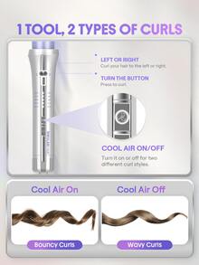 SHEGLAM HAIR One Touch Airflow Styler Pro,25mm Automatic Rotating Curling Iron,Auto Spin Hair Curler,5 Min Quick Styling & 360° Cooling Airflow One Touch Operation,Long-Lasting Results,5 Temps & Anti-Scald,Auto Off & Universal Voltage For Medium-Length Hair & Long Hair & All Hair Types - Silver - View 8