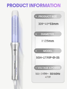 SHEGLAM HAIR One Touch Airflow Styler Pro,25mm Automatic Rotating Curling Iron,Auto Spin Hair Curler,5 Min Quick Styling & 360° Cooling Airflow One Touch Operation,Long-Lasting Results,5 Temps & Anti-Scald,Auto Off & Universal Voltage For Medium-Length Hair & Long Hair & All Hair Types - Silver - View 11