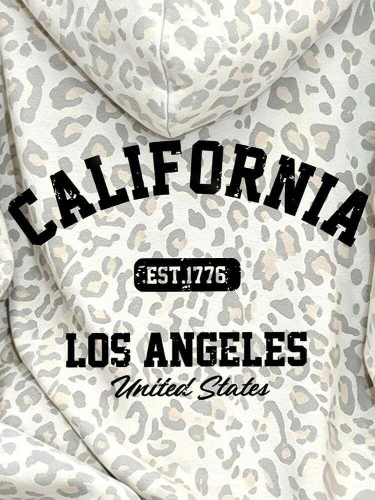 Resyla Women's Autumn/Winter Casual Leopard Print Hooded Sweatshirt - Multicolor - View 4