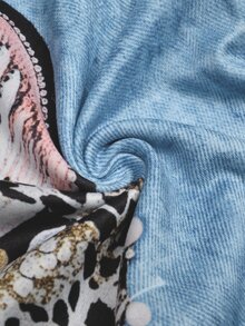 IslaSuriya Atasan Wanita Kasual Musim Gugur Motif Leopard Efek Denim - MultiWarna - View 6