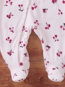 Infant Home Wear Unisex Baby Round Neck Long Sleeve Long Pants Footed Snap Closure Cute Astronaut Pattern Print Spring Summer Autumn - Multicolor - View 7
