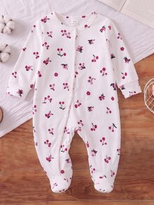 Infant Home Wear Unisex Baby Round Neck Long Sleeve Long Pants Footed Snap Closure Cute Astronaut Pattern Print Spring Summer Autumn - Multicolor - View 5