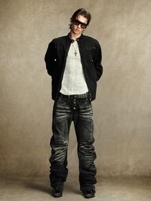 ROMWE MEN Jaket Denim Pria Warna Cool Washed, Kasual Serbaguna dengan Detail Rivet - Hitam - View 6
