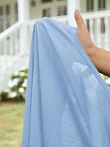 EMERY ROSE Cárdigan ligero, casual y minimalista de unicolor para mujer - Celeste - Ver 6