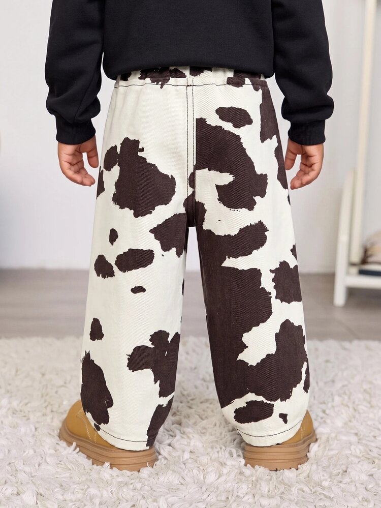 SHEIN Baby Boy Cow Print Denim Loose Fit Long Pants - Multicolor - View 2