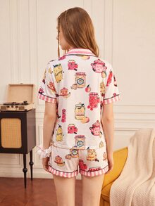 Provexi Provexi Set Celana Pendek Lengan Pendek Wanita Model Terbuka Depan Gaya Seru - MultiWarna - View 2