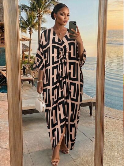 SHEIN Lady Plus Size Women's Vacation Zebra Print Ruffle Cold Shoulder ...