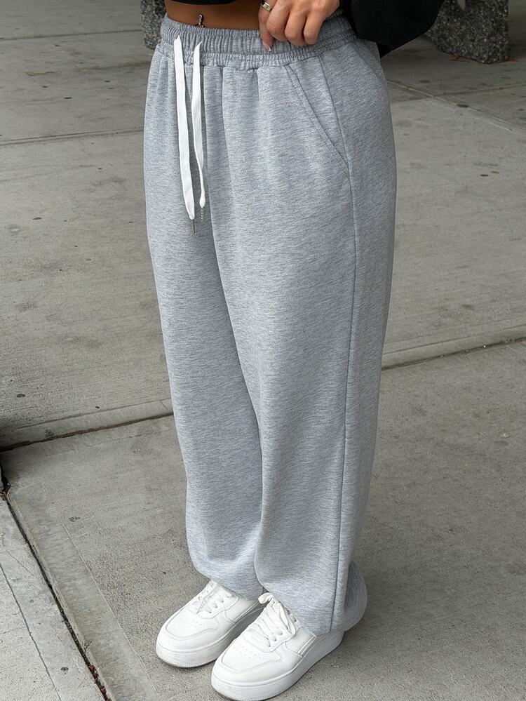 SAYEHFBABY Drawstring Elastic Waist & Cuffs Jogger Sweatpants,Women Joggers - Grey - View 5