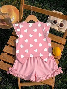 Baby Girl Casual Fashion Cute Flutter Sleeve Round Neck Top Suitable For Spring And Summer - Multicolor - View 2